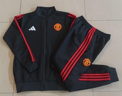 26-27 Manchester United Black Thailand Soccer Jacket Uniform-815