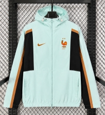 2026 World Cup France Casual Light Green Hooded Training Trench Coat - 1020