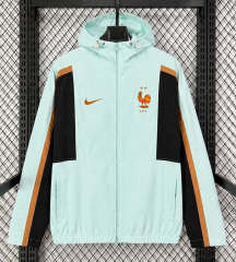 2026 World Cup France Casual Light Green Hooded Training Trench Coat - 1020
