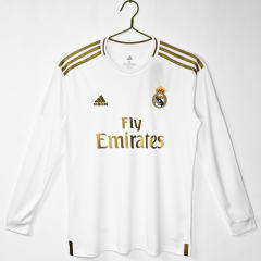 Retro Version 19-20 Real Madrid Home White  LS Thailand Soccer Jersey AAA-C1046
