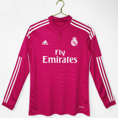 Retro Version 14-15 Real Madrid Pink  LS Thailand Soccer Jersey AAA-C1046
