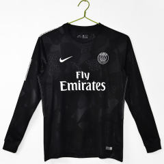 Retro version 17-18 Paris SG 2nd Away Black  LS Thailand Soccer Jersey AAA-C1046