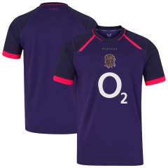 (S-5XL) 26-27 England Away Purple/Black Thailand Rugby Shirt