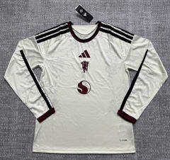 (S-4XL) 26-27 Manchester United 2nd Away Beige LS Thailand Soccer Jersey AAA-4506