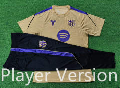 (S-3XL) Player Version 26-27 Barcelona Muddy Yellow Short-Sleeved Thailand Soccer Tracksuit-9926