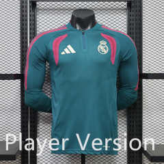 (S-3XL) Player Version 26-27 Real Madrid Dark Green LS Tracksuit Top-888