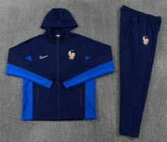 26-27 France Cyan Thailand Soccer Trench Coat Uniform With Hat-2315