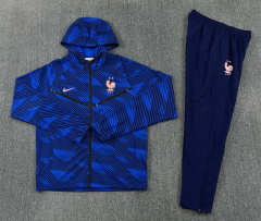 26-27 France Color Blue Thailand Soccer Trench Coat Uniform With Hat-2315