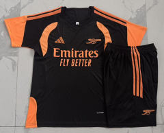 26-27 Arsenal Black&Orange Short-sleeved Thailand Soccer Tracksuit Uniform-815