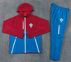26-27 Portugal Red&Blue Thailand Soccer Trench Coat Uniform With Hat-2315