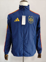 26-27 2 Star Spain Royal Blue Single-sided Thailand Soccer Trench Coat-0255
