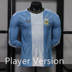 (S-4XL) Player Version 26-27 Commemorative Edition Argentina Blue&White LS Thailand Soccer Jersey AAA-9380