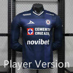 (S-4XL) Player Version 26-27 Cruz Azul 2nd Away Blue LS Thailand Soccer Jersey AAA-888