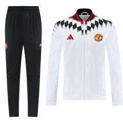 26-27 Manchester United White Thailand Soccer Trench Coat Uniform-LH
