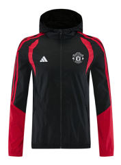 26-27 Manchester United Black Thailand Soccer Trench Coat With Hat-LH