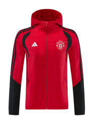 26-27 Manchester United Red Thailand Soccer Trench Coat With Hat-LH