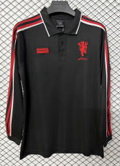 26-27 Manchester United Black LS Thailand Polo Shirt-2044