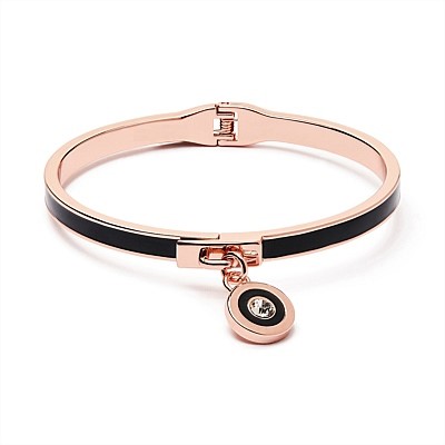 BLACK ROSE GOLD COLOR CUMULUS HINGED BANGLE黑色吊坠手环