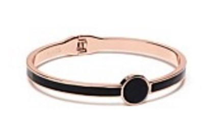 BLACK ROSE GOLD COLOR NU ANCE HINGED BANGLE黑色侧镶钻手环