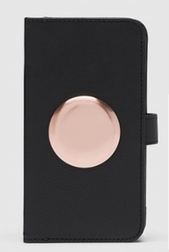 BLACK BRUSHED ROSEGOLD MIM LOGO FLIP PHONECASE FOR IPHONE 11