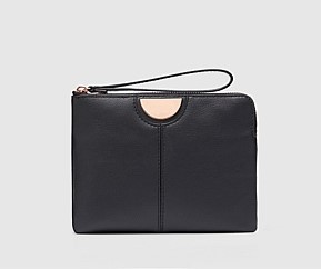 GALA MEDIUM POUCH SOFT BLACK ROSEGOLD 20X15CM黑玫金7字拼接大反袋