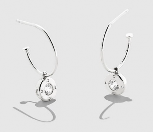 ROTATE HOOP EARRINGS SILVER COLOR银色ROTATE挂钩耳环