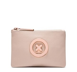 PANCAKE SOFT LEATHER ROSEGOLD X LOGO SMALL POUCH 15 X 10 CM 饼色xo小反袋