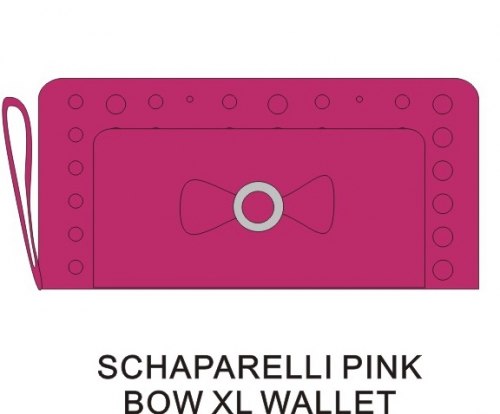 SALE  SCHAPARELLI PINK LEATHER BOW XL WALLET