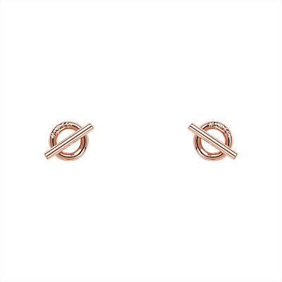 ROSE GOLD COLOR TO GO EARRING玫瑰金圆圈斜杠耳钉