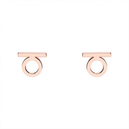 ROSE GOLD COLOR CHARMER EARRING玫瑰金横杠圆圈耳钉