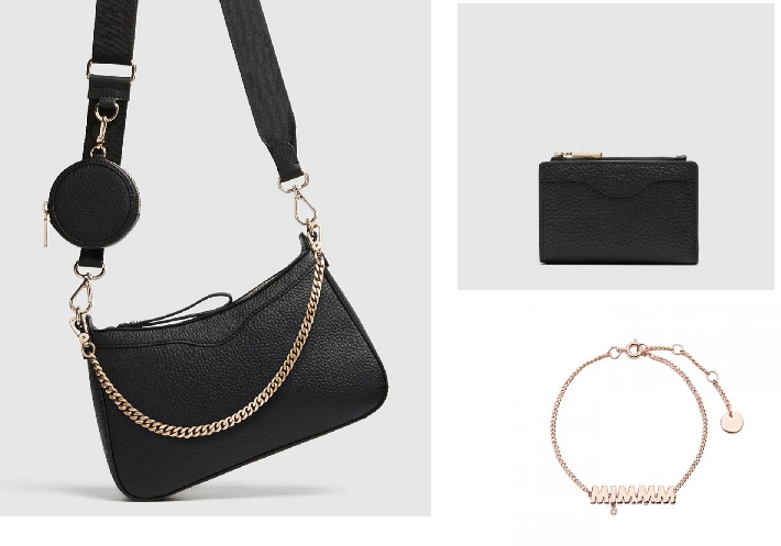 BLACK GOLD JETT CROSSBODY BAG AND JETT WALLET AND KINDRED BRACELET COMBO