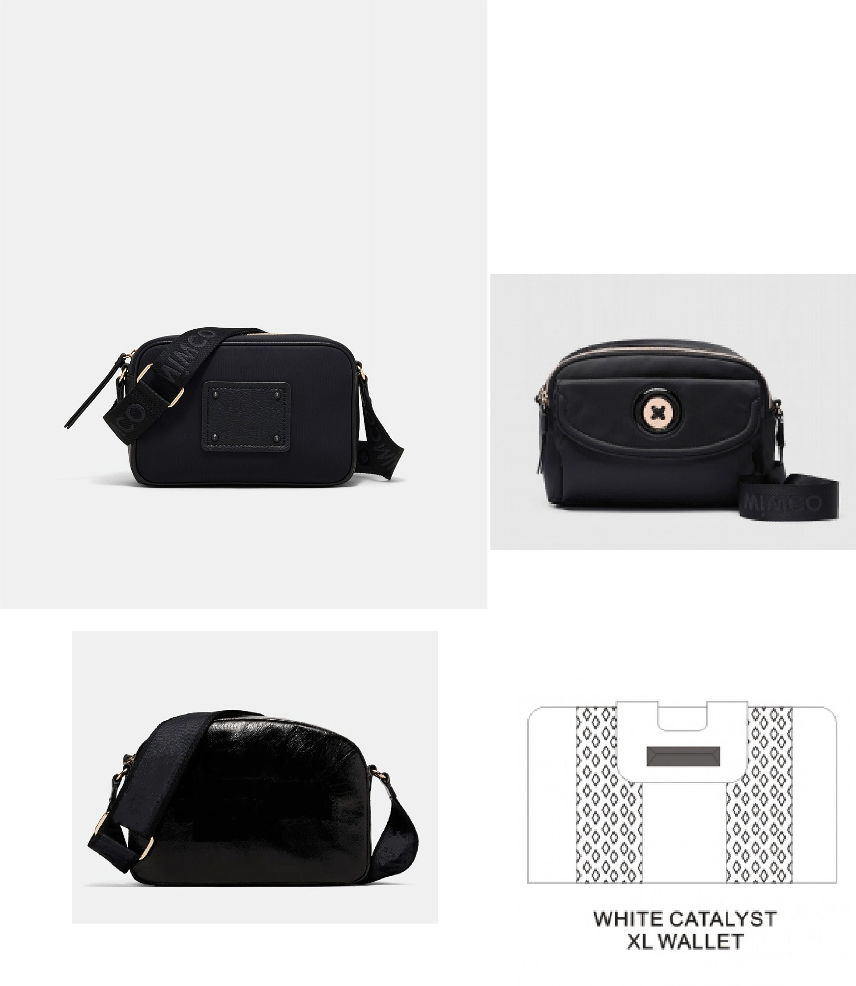 BLACK ROSEGOLD MIM MAZING SATCHEL CROSSBODY BAG+BRUNKWICK+EXPLORE+XL WALLET穿皮绳布料挎包加挎包钱包组合