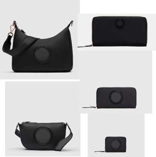 SERENITY COMBO CRESCENT CROSSBODY BAG+CROSSBODY BAG+TRAVEL WALLET+LARGE WALLET+MED WALLET黑灰潜水料月亮包+挎包+旅行钱包+长钱包+短钱包