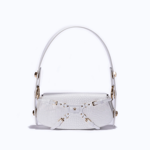 White Manc Lilith Bag Croc Pattern Leather