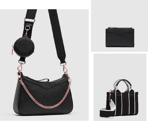 BLACK ROSEGOLD JETT CROSSBODY BAG AND JETT WALLET AND MICRO TOTE COMBO