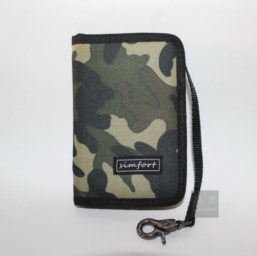 Multi-Functional Simple Casual Oxford Canvas Simfort Trendy Brand Graffiti Zipper Wallet With Nylon Leash and Carabiner