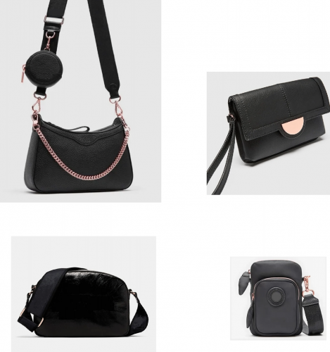 BLACK ROSEGOLD JETT CROSSBODY BAG AND EXPLORE BAG AND TECH WALLET AND TECH CROSSBODY BAG COMBO