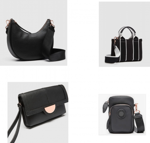 BLACK ROSEGOLD CLASSICO CROSSBODY BAG AND MICRO TOTE AND TECH WALLET AND TECH CROSSBODY BAG COMBO