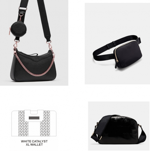 Black RoseGold Jett Crossbody Bag Explore bag Waist bag And Wallet Combo
