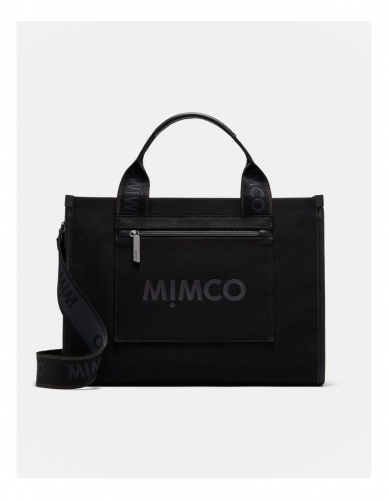PATCH TOTE BAG BLACK GUNMETAL LARGE SIZE 36CM