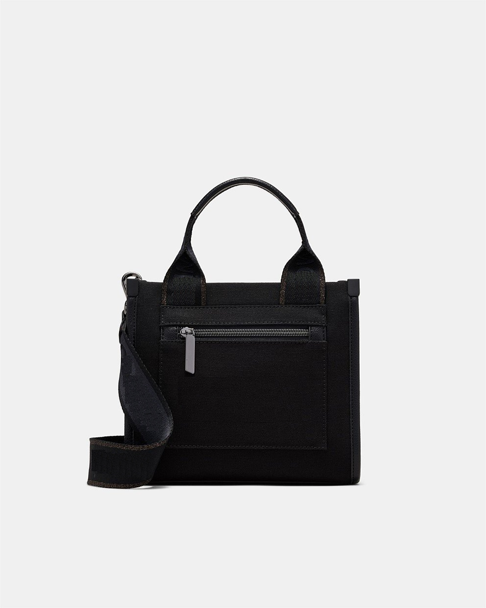 PATCH TOTE BAG BLACK GUNMETAL MINI SIZE 23CM印刷厚帆布托特包中号