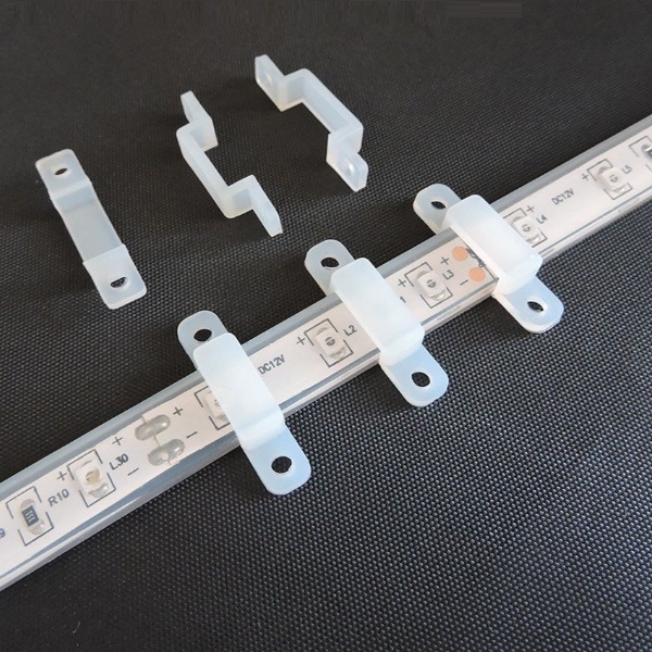 20 Lots Strip Light Mounting Bracket Clips with 40 Screws for SMD5050 5630 3528 2835 LED Strip Lights (12mm/0.47inch Wide Translucence Silicone)