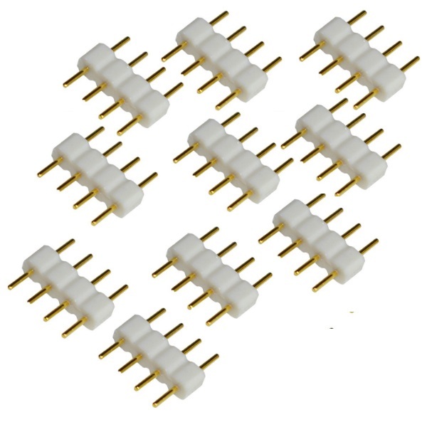 20x RGB SMD LED Connector 4 Pin White Cable Connector Coupling Adapter Strip