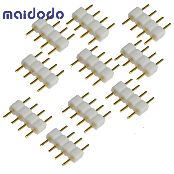 10x RGB SMD LED Connector 4 Pin White Cable Connec