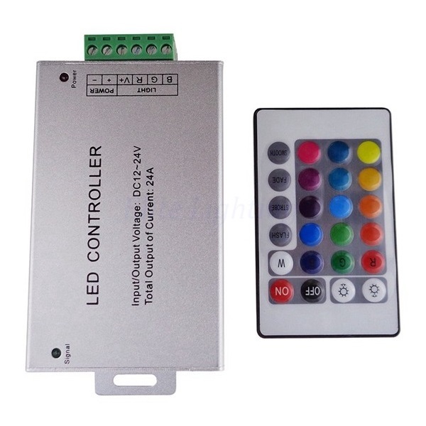 DC 12V/24V 24A 24Key IR Remote Controller for RGB LED Strip 5050 3528 SMD