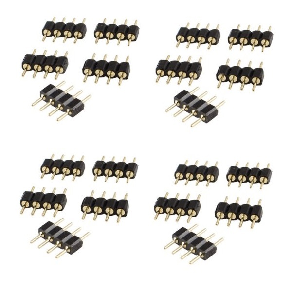 20x RGB SMD LED Connector 4 Pin Black Cable Connector Coupling Adapter Strip