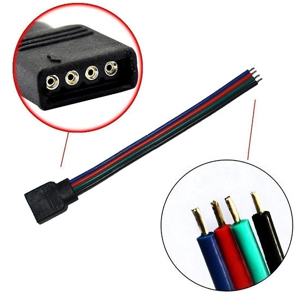 10x RGB SMD LED Connector 4 Pin White Cable Connec