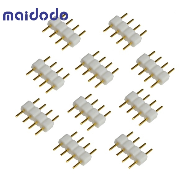 20x RGB SMD LED Connector 4 Pin White Cable Connector Coupling Adapter Strip