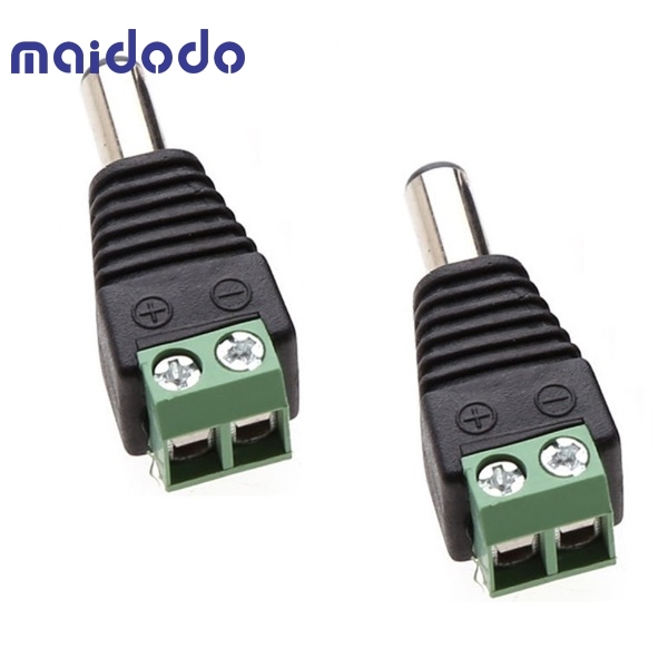 2 x Male 2.1x5.5mm DC Power Cable Jack Adapter Connector Plug Led Strip CCTV Camera Use 12V