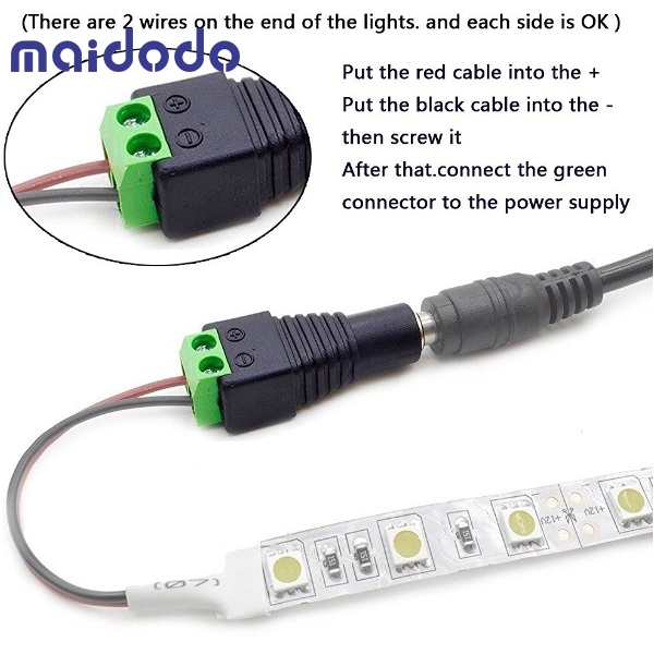 1 x Male + 1 x Female 2.1x5.5mm DC Power Cable Jack Adapter Connector Plug Led Strip CCTV Camera Use 12V